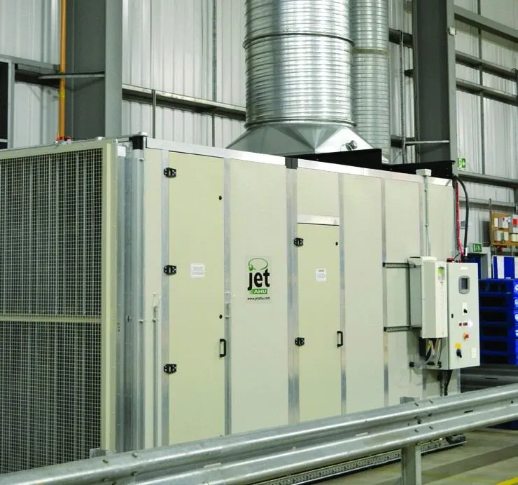 JET air handling unit inside the warehouse