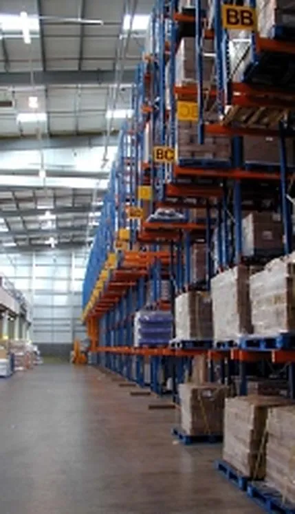 Racking aisle inside the Gillette warehouse