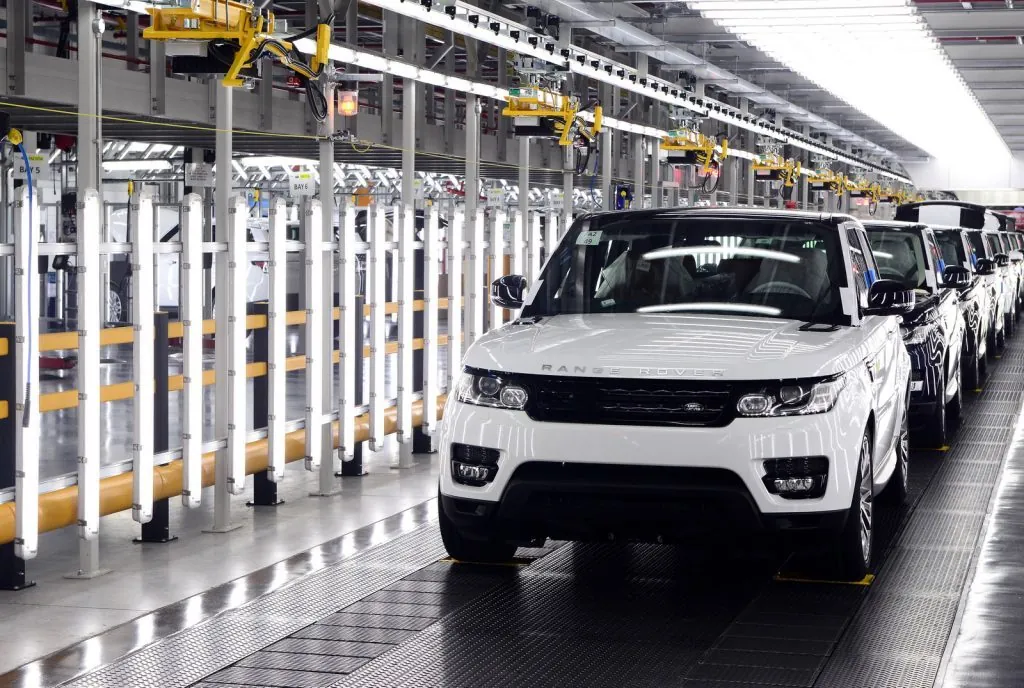 Range Rover Sport vehicles on the production line at Land Rover's Solihull plant